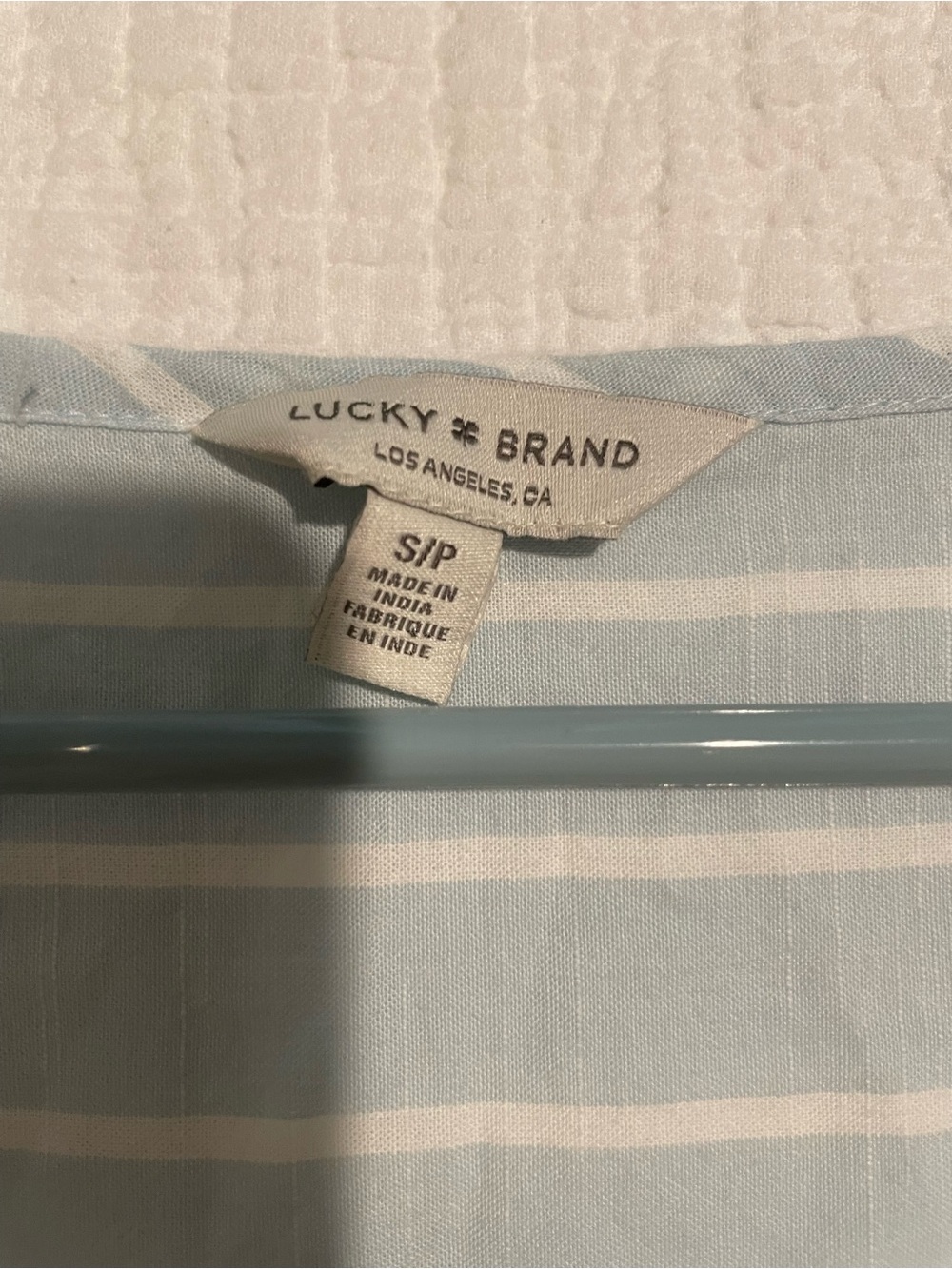 Lucky Brand Light Blue and White Striped Casual Button-Down Shirt